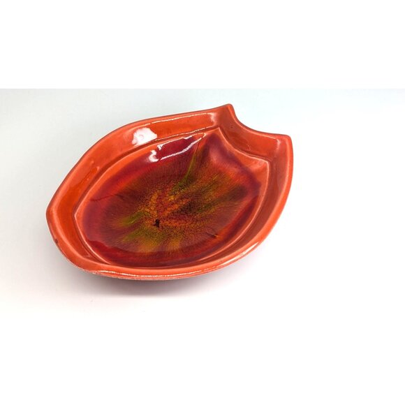 Vintage Ceramic Red 0range Glaze Dish California USA Pottery - Picture 9 of 16